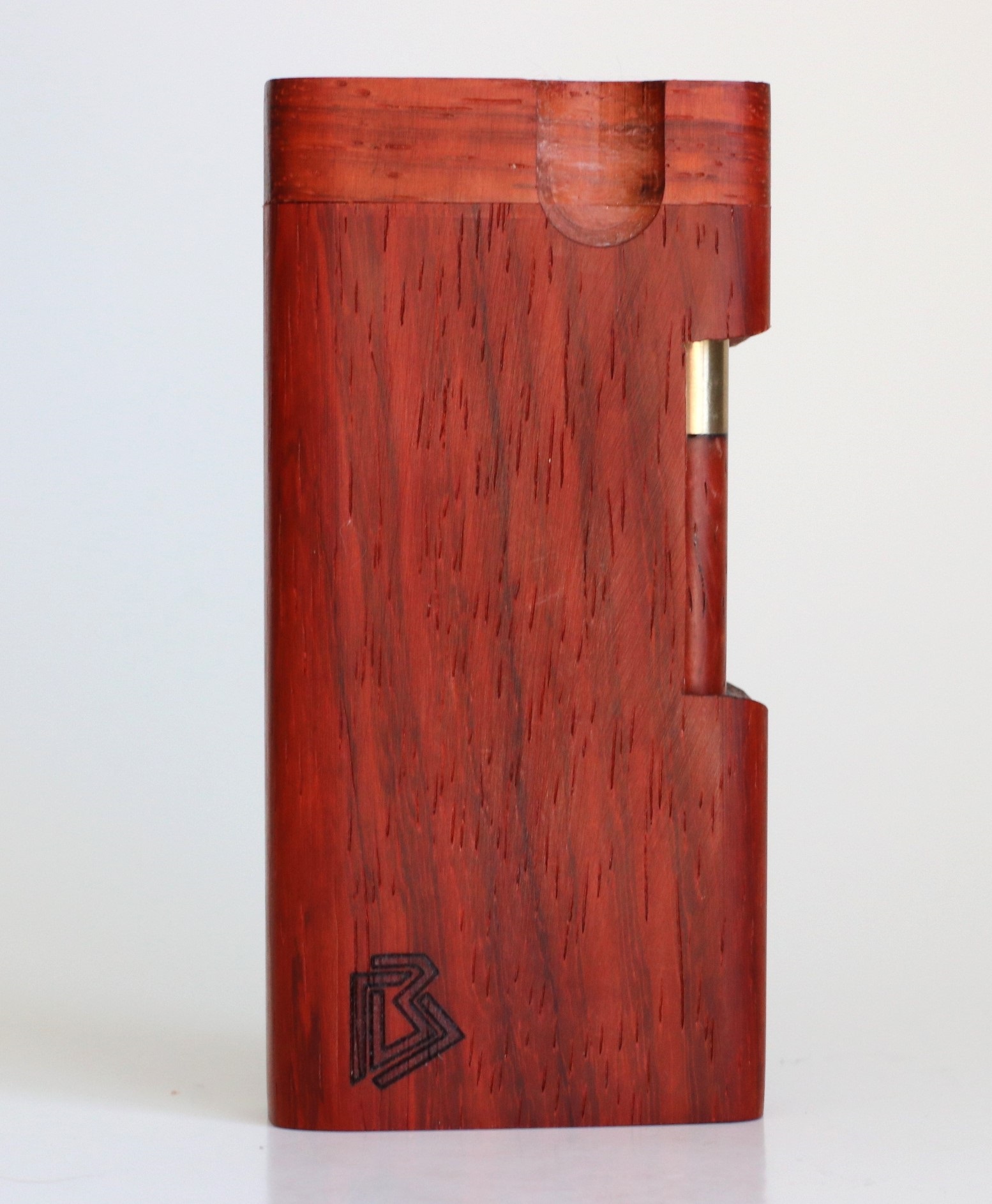 4" Padauk Square Cutaway Dugout & One Hitter Pipe-American Crafted Stash Box - Padauk Swivel Lid Dugout