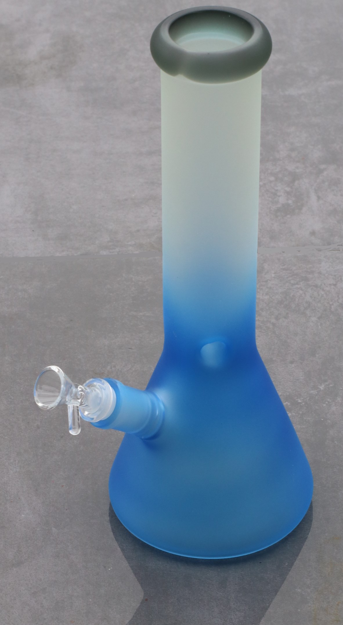 12" GRAV Frosted Glass Bong-Water Pipe-Downstem & Herb Slide-Blue White Fade Glow in the Dark - Glow in the Dark Water Bong