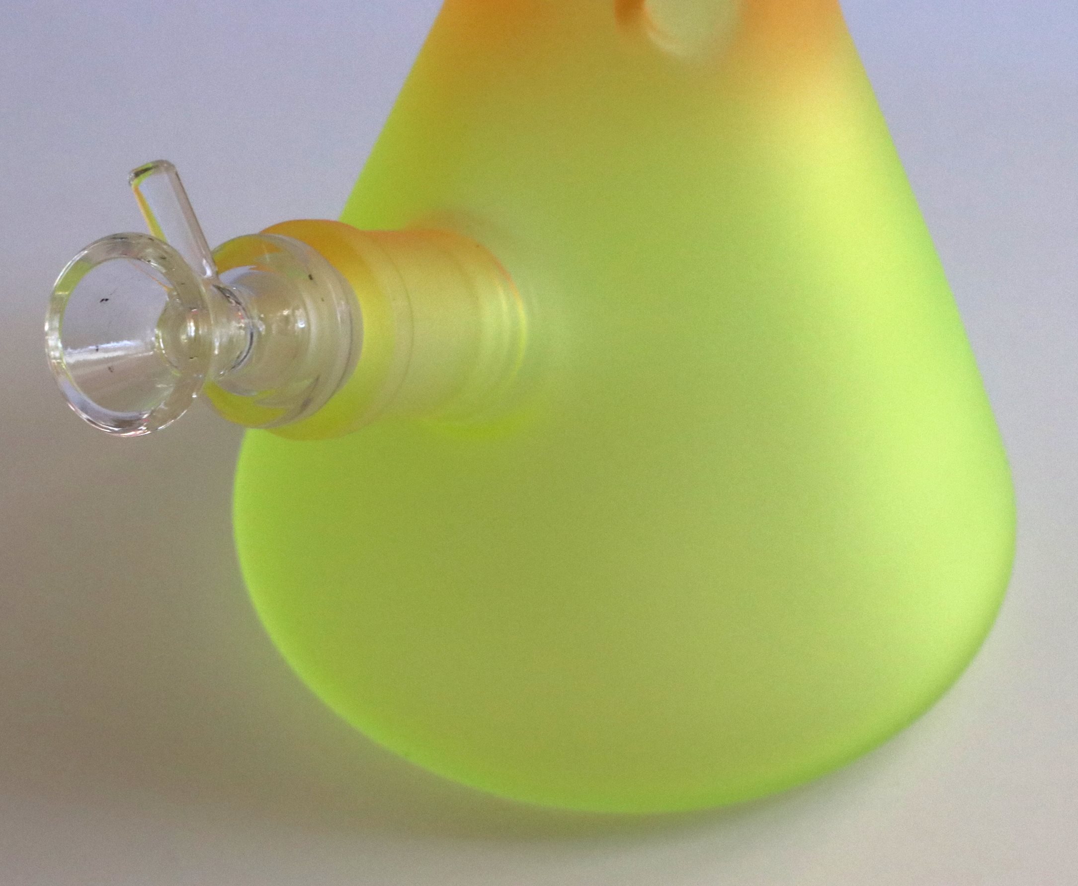 12" GRAV Frosted Glass Bong-Water Pipe-Downstem & Herb Slide-Lime Strawberry Fade Glow in the Dark - Glow in the Dark Glass Bong