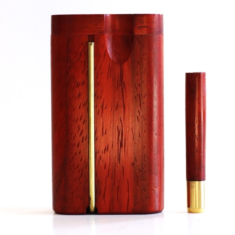 3" & 4" Red Padauk Swivel Lid Dugouts-Built in Poker & One Hitter Pipe - Padauk swivel lid dugout