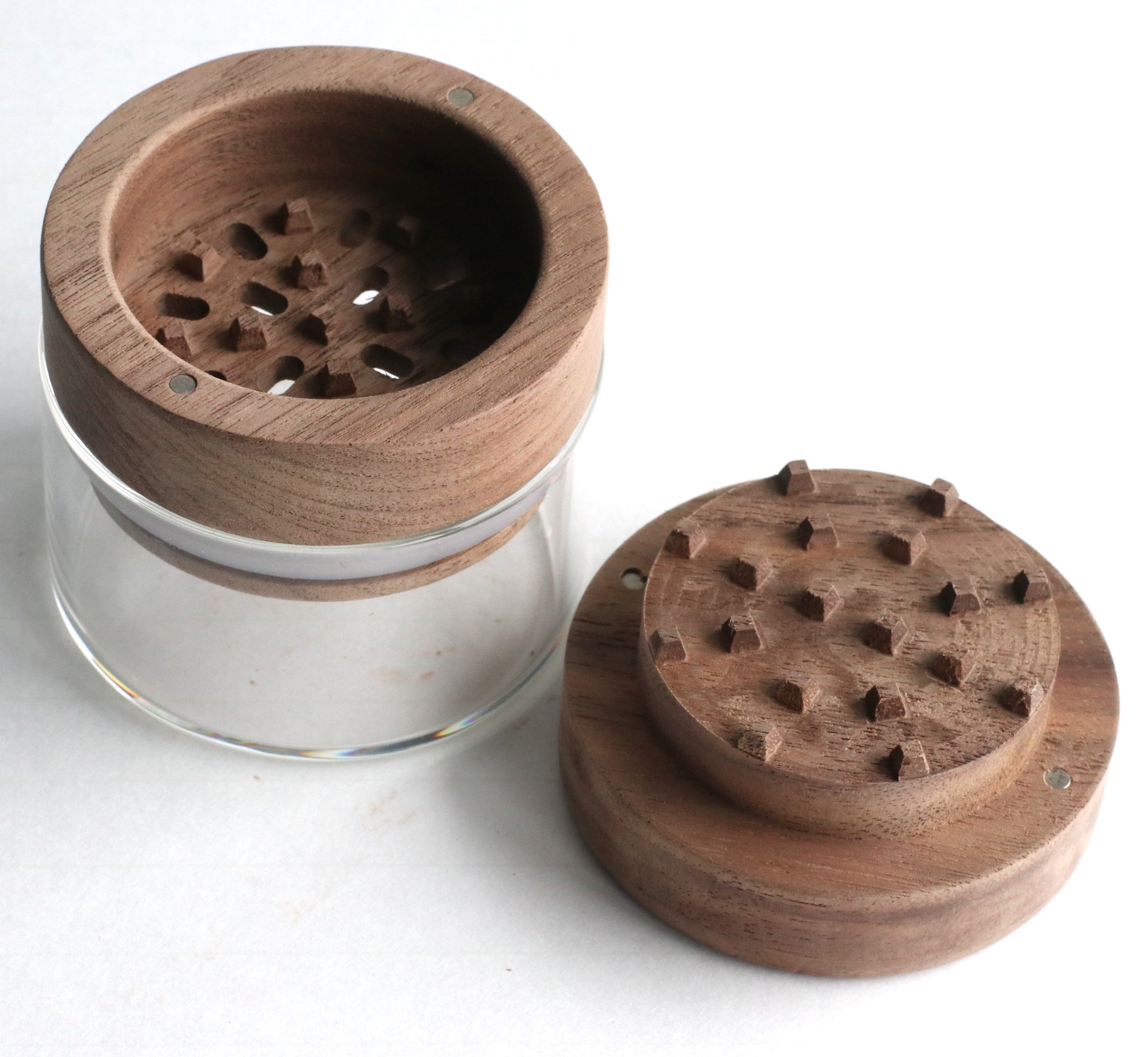 PRO 420 Custom Wood Herb Grinder & Glass Storage Jar - Herb Grinder and Stash Jar
