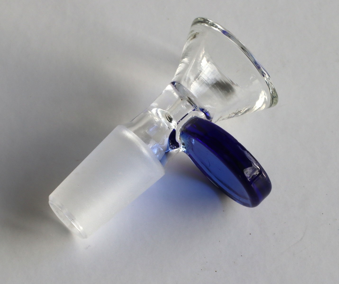 Glass Bowl Insert-14.5 mm- Frosted Male Insert Bowl with Glass Handle - 10mm Glass Bowl Insert for Bongs