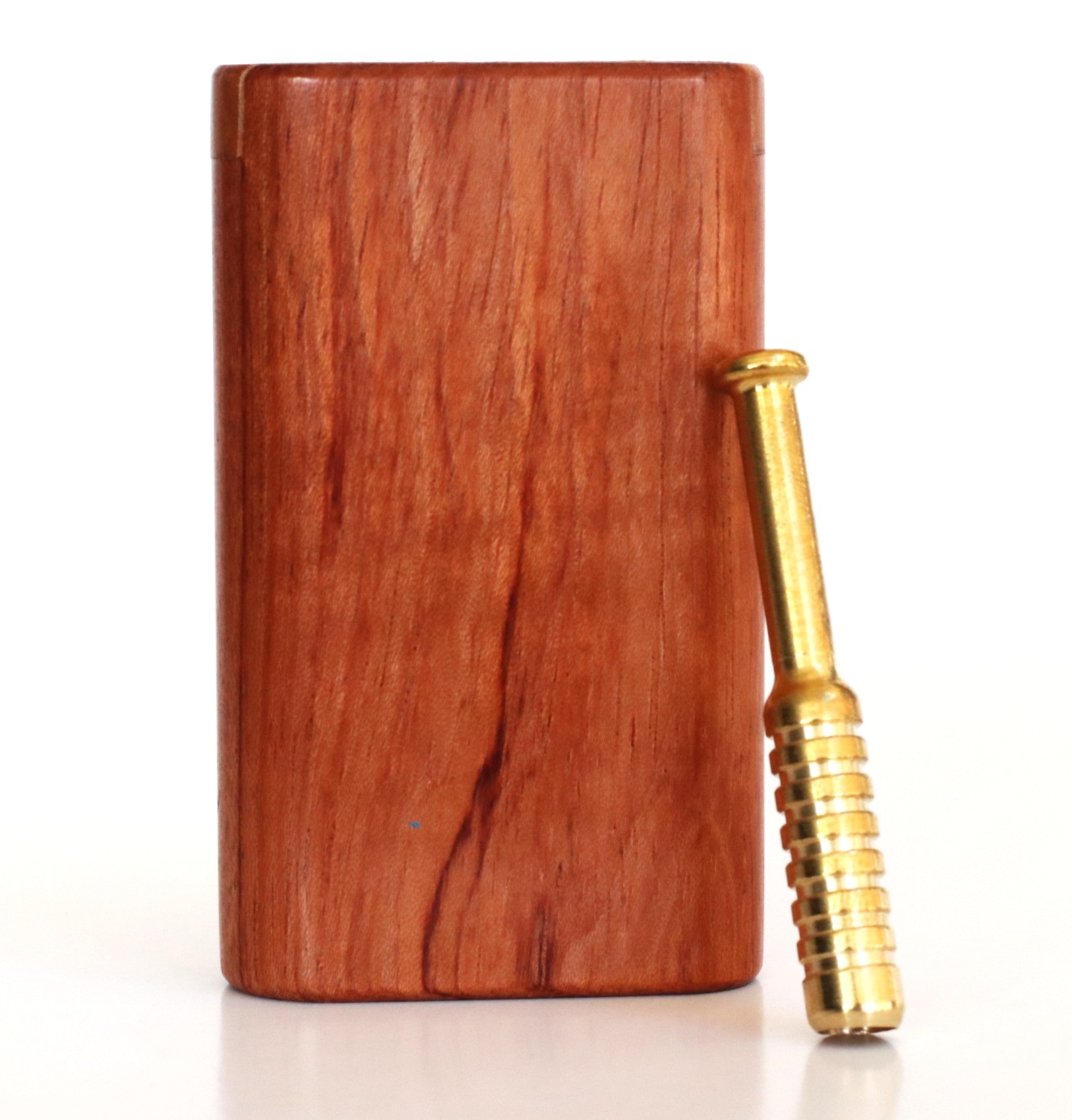 3" Snap Lock Dugout & One Hitter Pipe-Brazilian Cherry-American Crafted Exotic Wood Stash Box