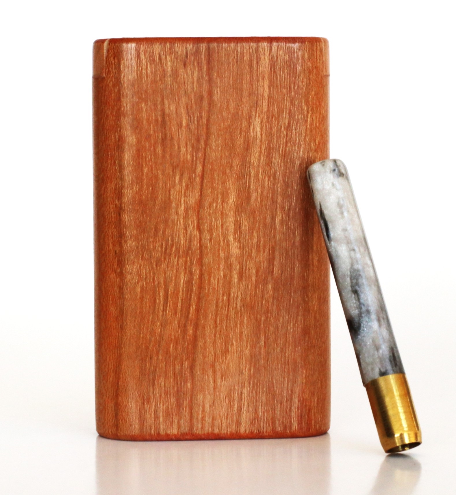 3" Snap Lock Dugout & One Hitter Pipe-American Cherry-American Crafted Exotic Wood Stash Box