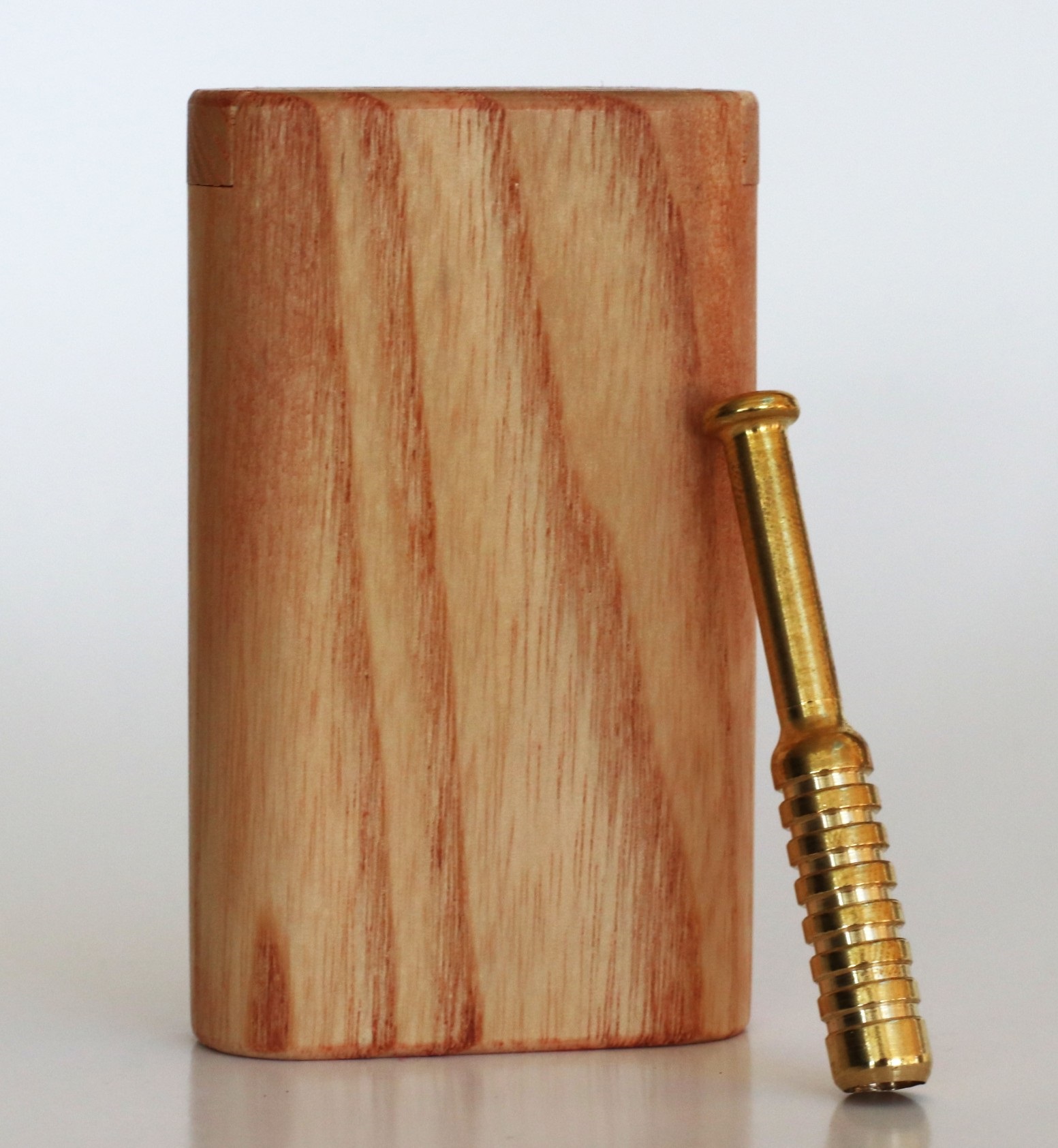 3" Snap Lock Dugout & One Hitter Pipe-Blonde Ash Wood-American Crafted Exotic Wood Stash Box