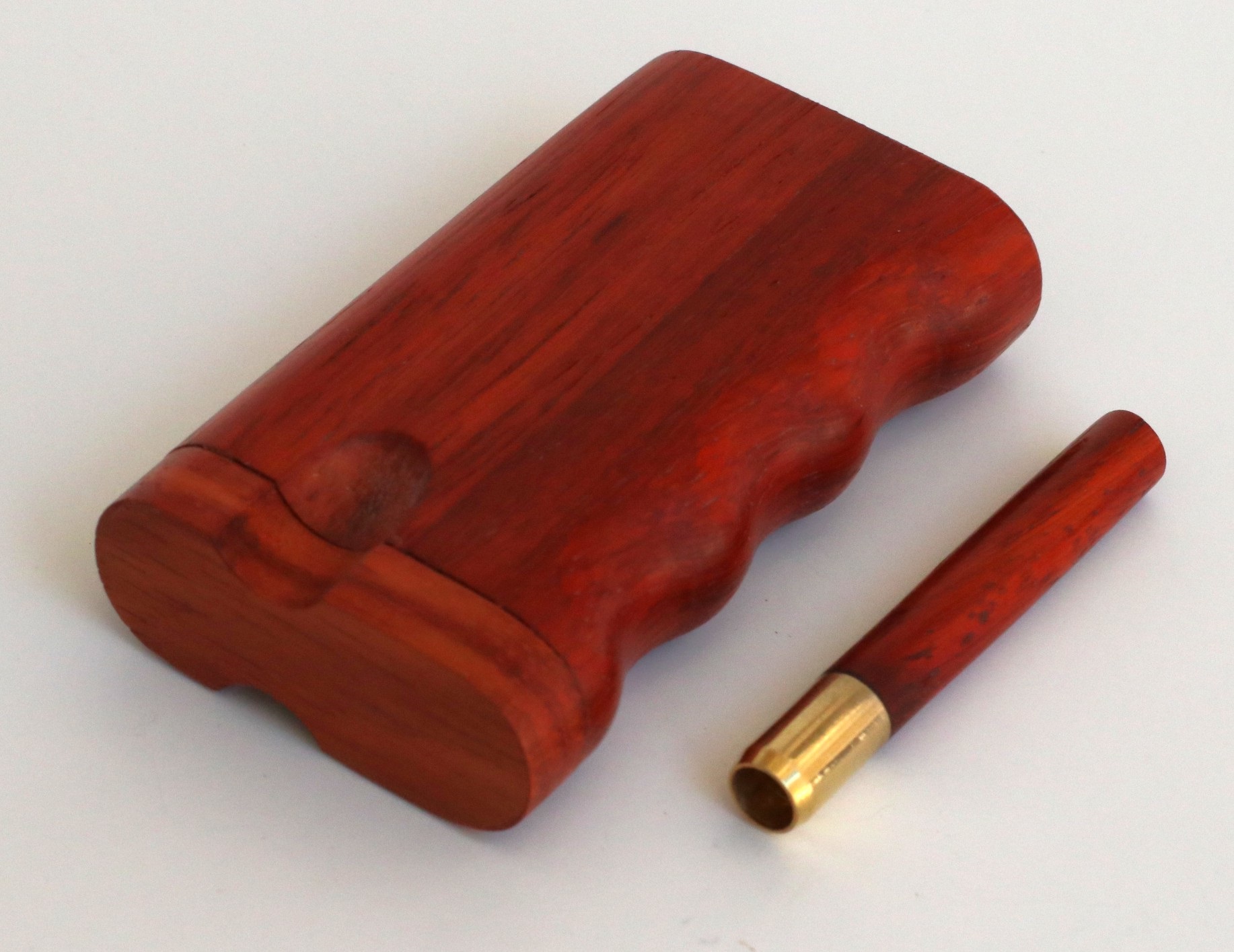 3" Padauk Spring Lock Dugouts & One hitter pipe-American Handcrafted Stash Boxes