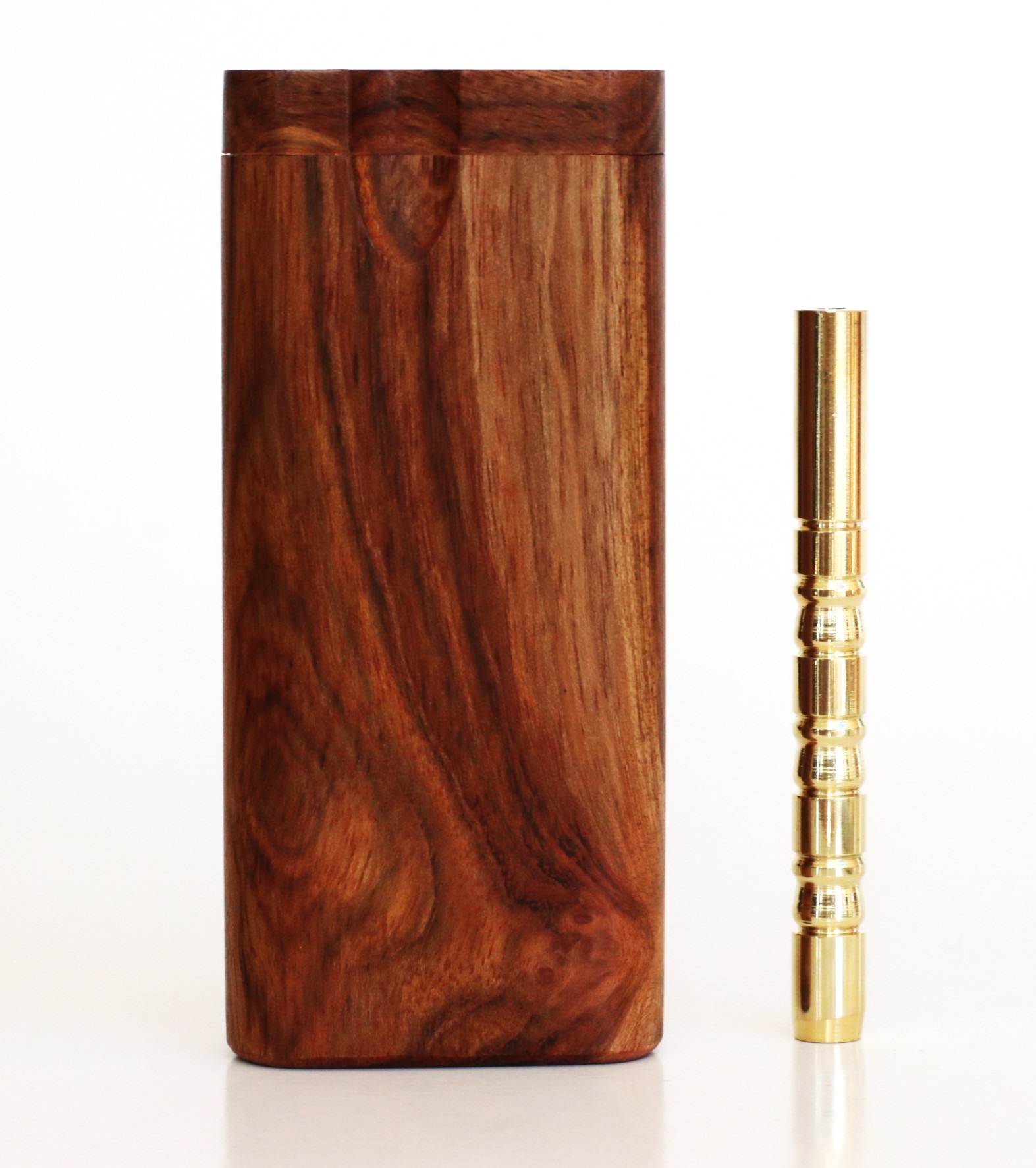 4" Caribbean Rosewood Spring Lock Dugout & One hitter pipe-American Handcrafted Stash Boxes - Caribbean Rosewood Dugout