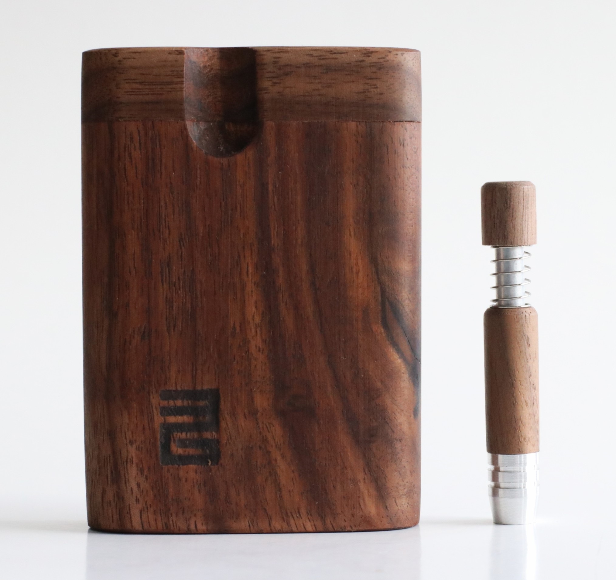 3" Black Walnut Dugout & Spring Loaded Walnut One Hitter-Perfect Match - 3rd Grain Walnut Dugout and Pipe