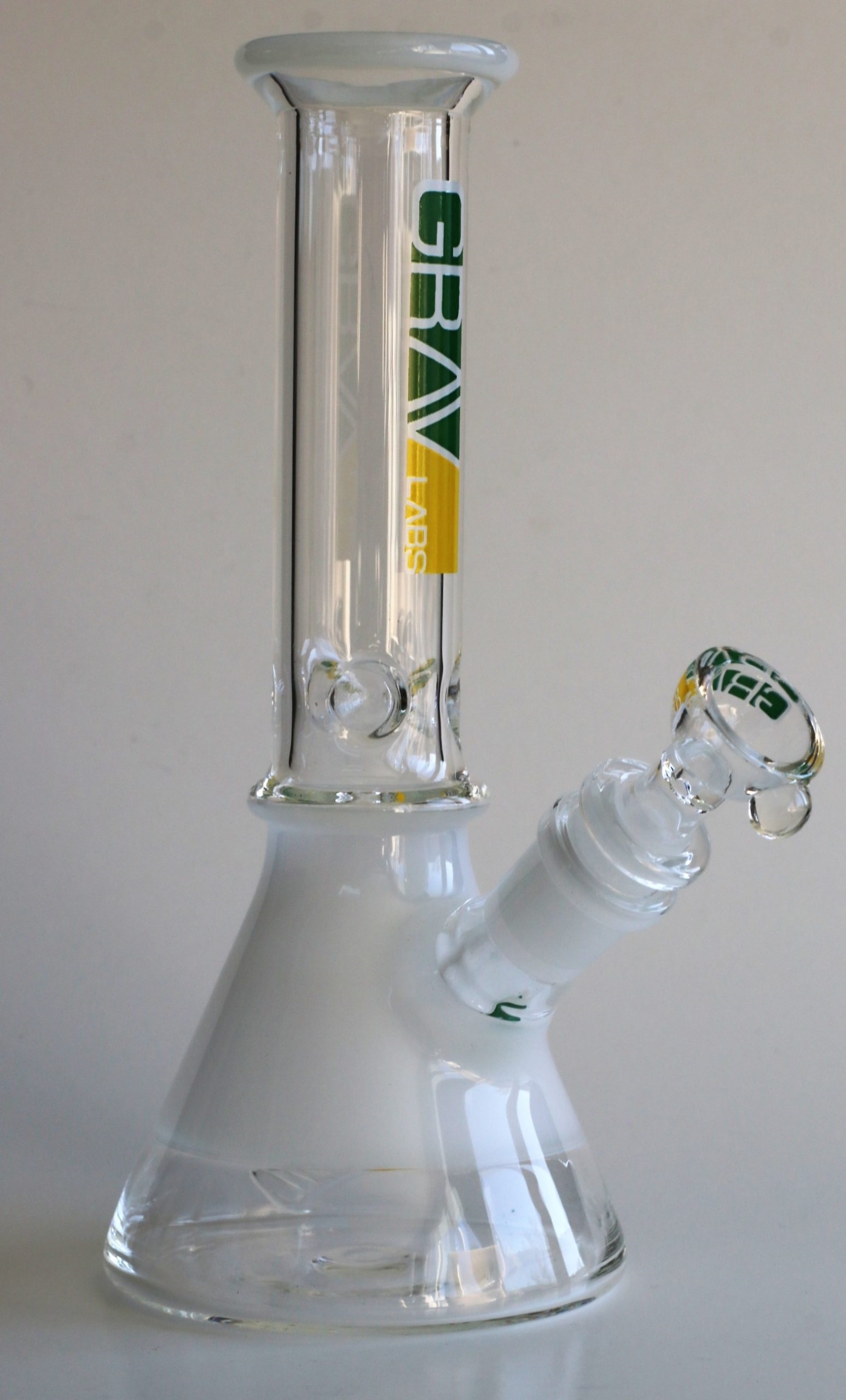 8" GRAV Glass Bong-Water Pipe-Downstem & Herb Slide-Green/Yellow - Cocobolo Swivel Lid Dugout