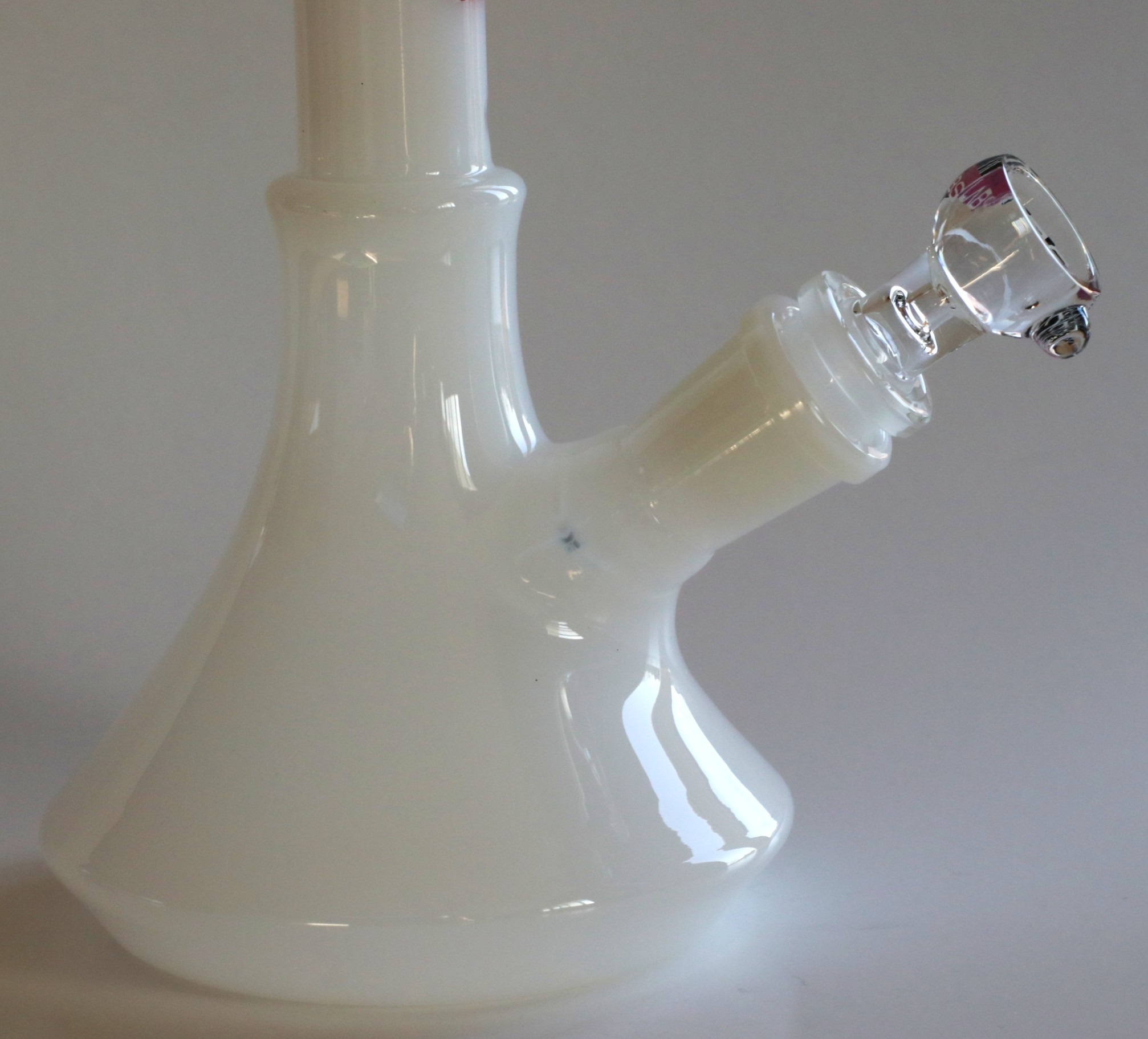 10" White Glass Bong-GRAV Glass Water Pipe-Downstem & Male Herb Slide - White GRAV 10' Glass Bong