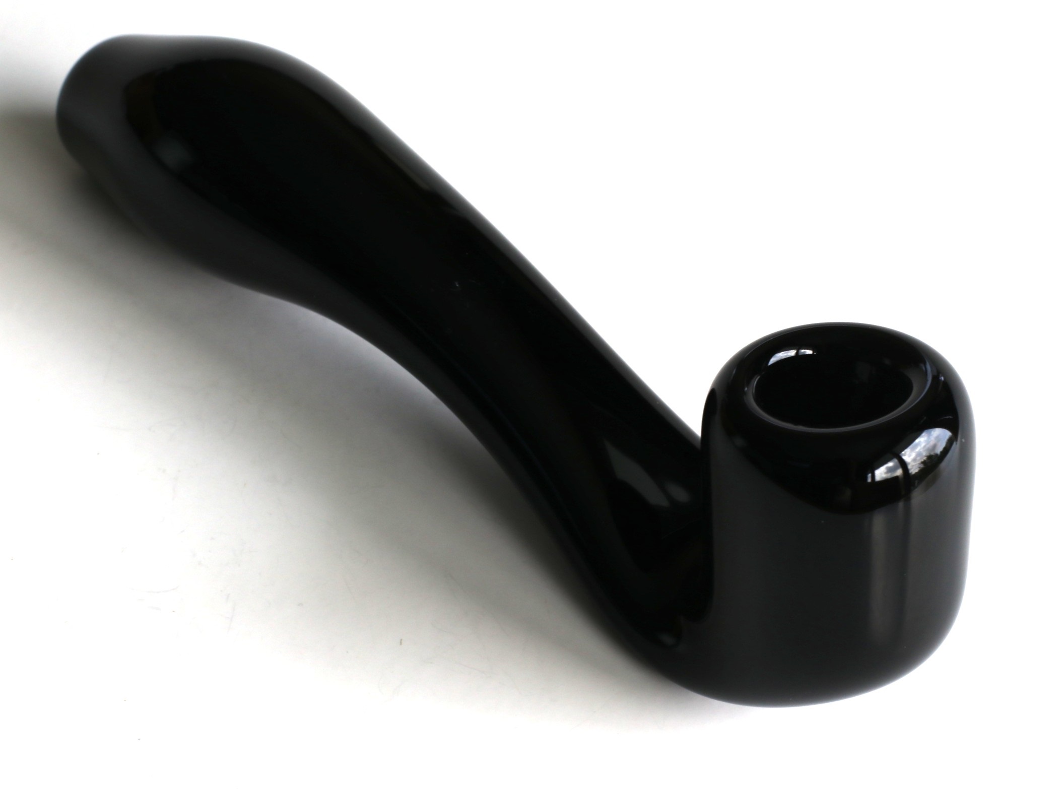 6" Black Glass Sherlock Pipe - Large Glass Sherlock Smoking Pipe for weed