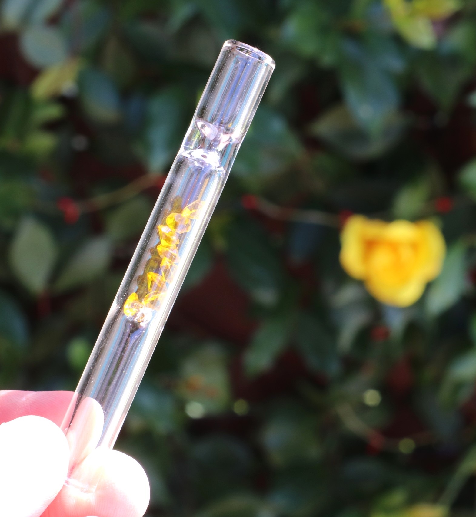 4" Glass One Hitter Pipe-Chillum-Gem Filter Chamber-Unique Glass Pipe