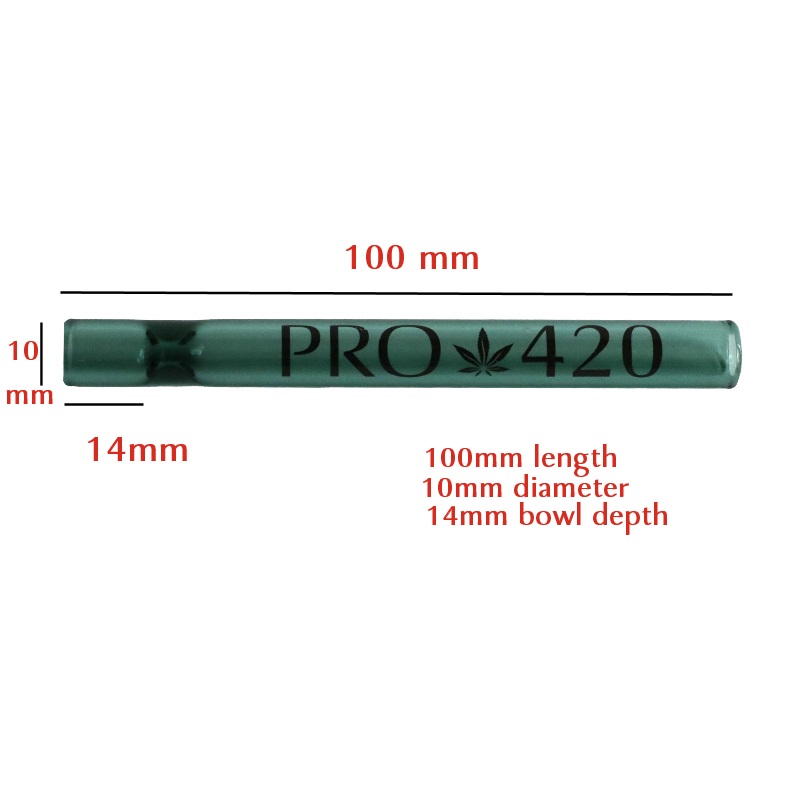 4" Green Glass One Hitter Pipe-PRO420-14mm bowl-10mm diameter-Quality Glass Smoking Pipe - PRO 420 Glass One Hitter Pipe