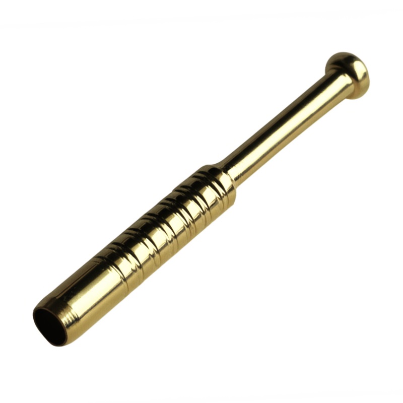 3" Brass Pipe-Thin Model-Ribbed Heat Resistant Pipe Designed for 4" Dugouts - Brass One Hitter Pipe