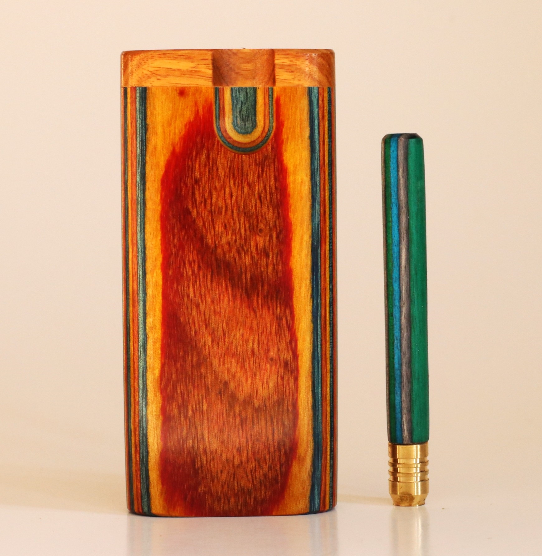 Diamond Wood Swivel Lid Dugout-Classic Smokers Stash Box