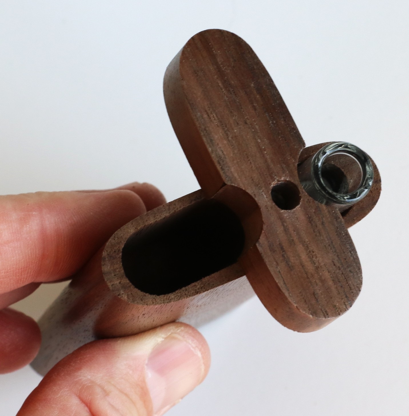 Walnut Wood Big Hitter-Dugout & Glass Pipe-American Crafted Super Size Dugout - Walnut Swivel Lid Dugout