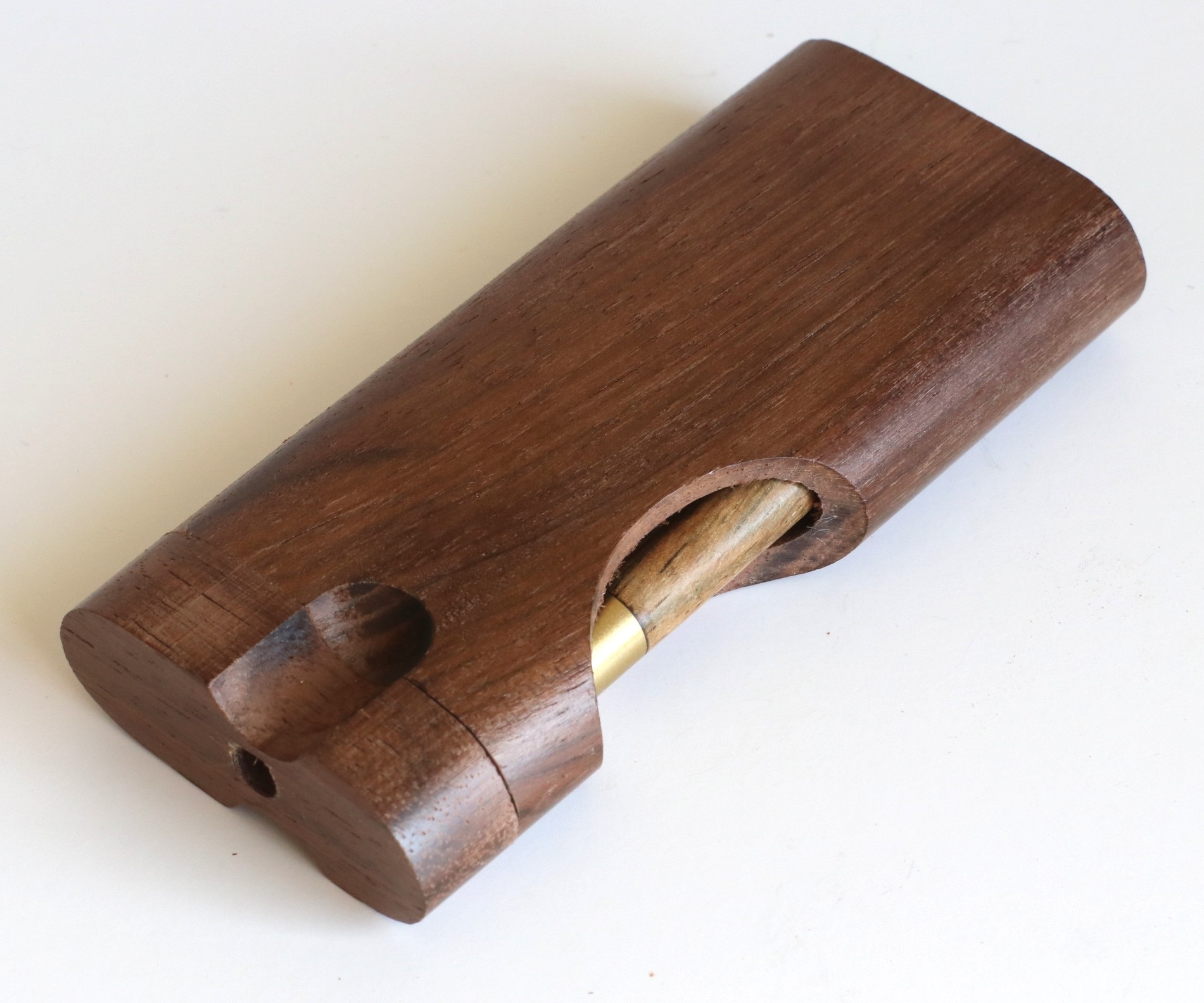 4" Walnut Swivel Lid Dugout & One hitter pipe-American Made by Better Life-Locking Lid - Swivel Lid Cutaway Dugout by Better Life