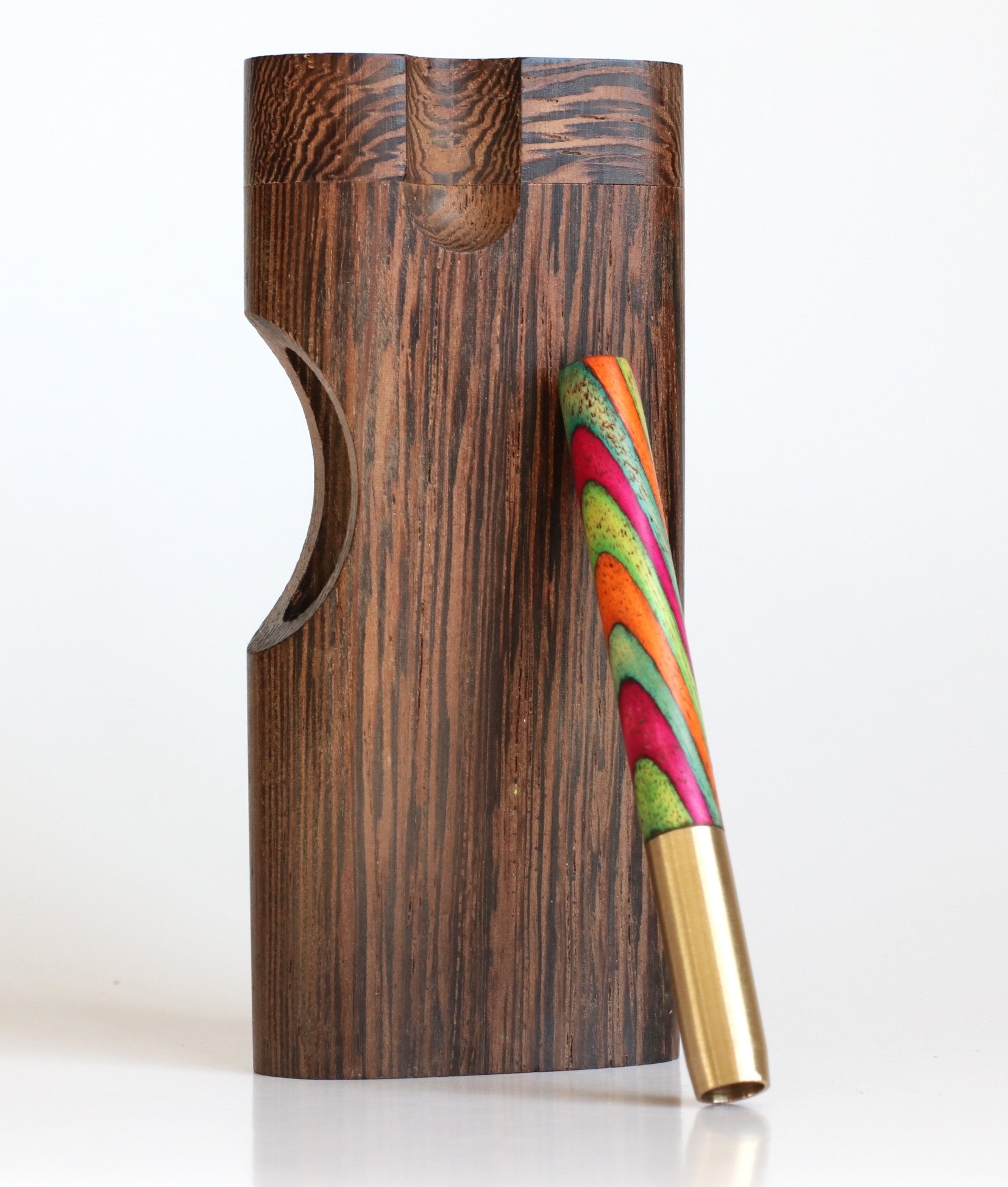 4" Wenge Swivel Lid Dugout & One hitter pipe-American Made by Better Life-Locking Lid - Swivel Lid Cutaway Dugout by Better Life