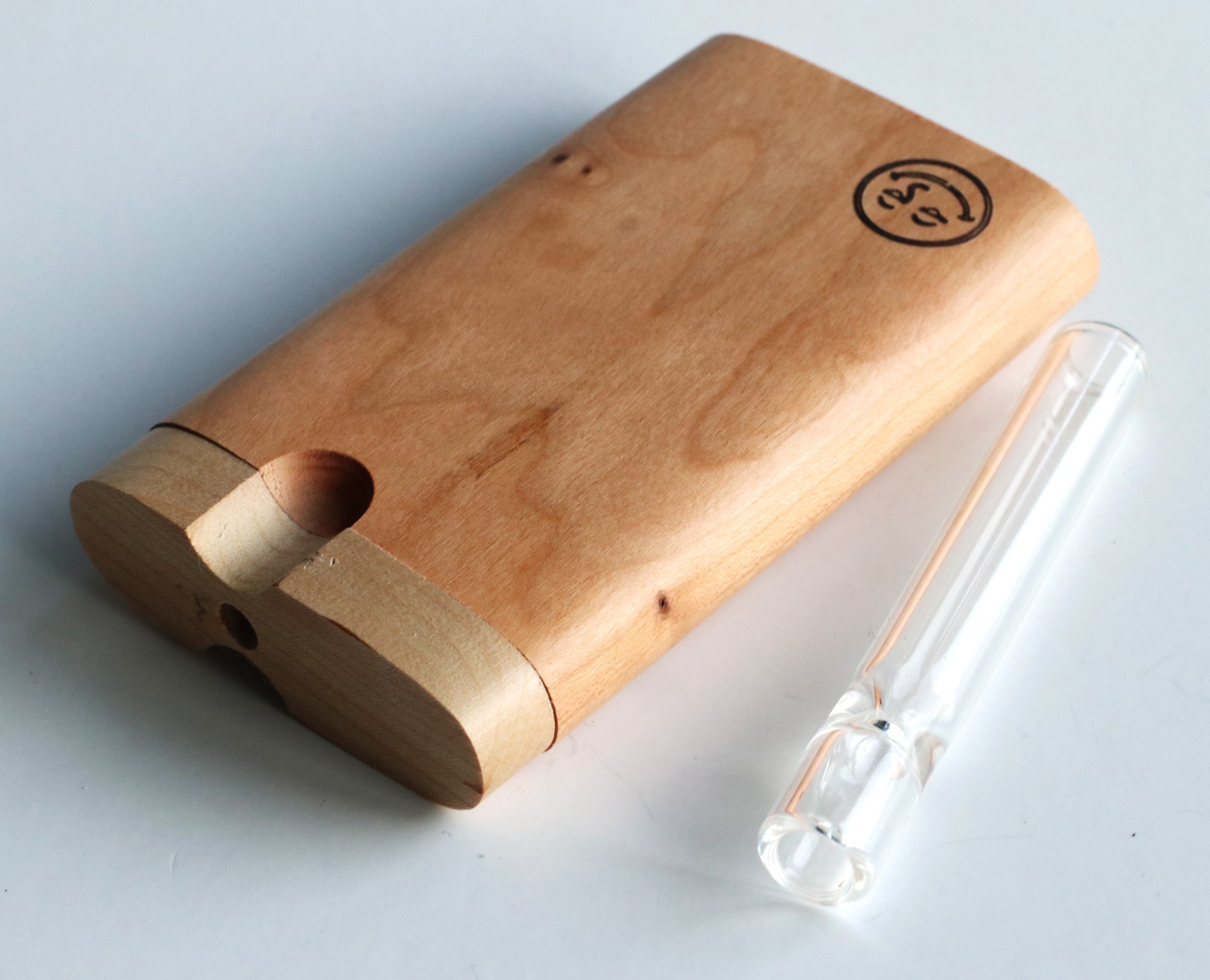 Cherry Wood Big Hitter-Dugout & Glass Pipe-American Crafted Super Size Dugout - Cherry Swivel Lid Dugout