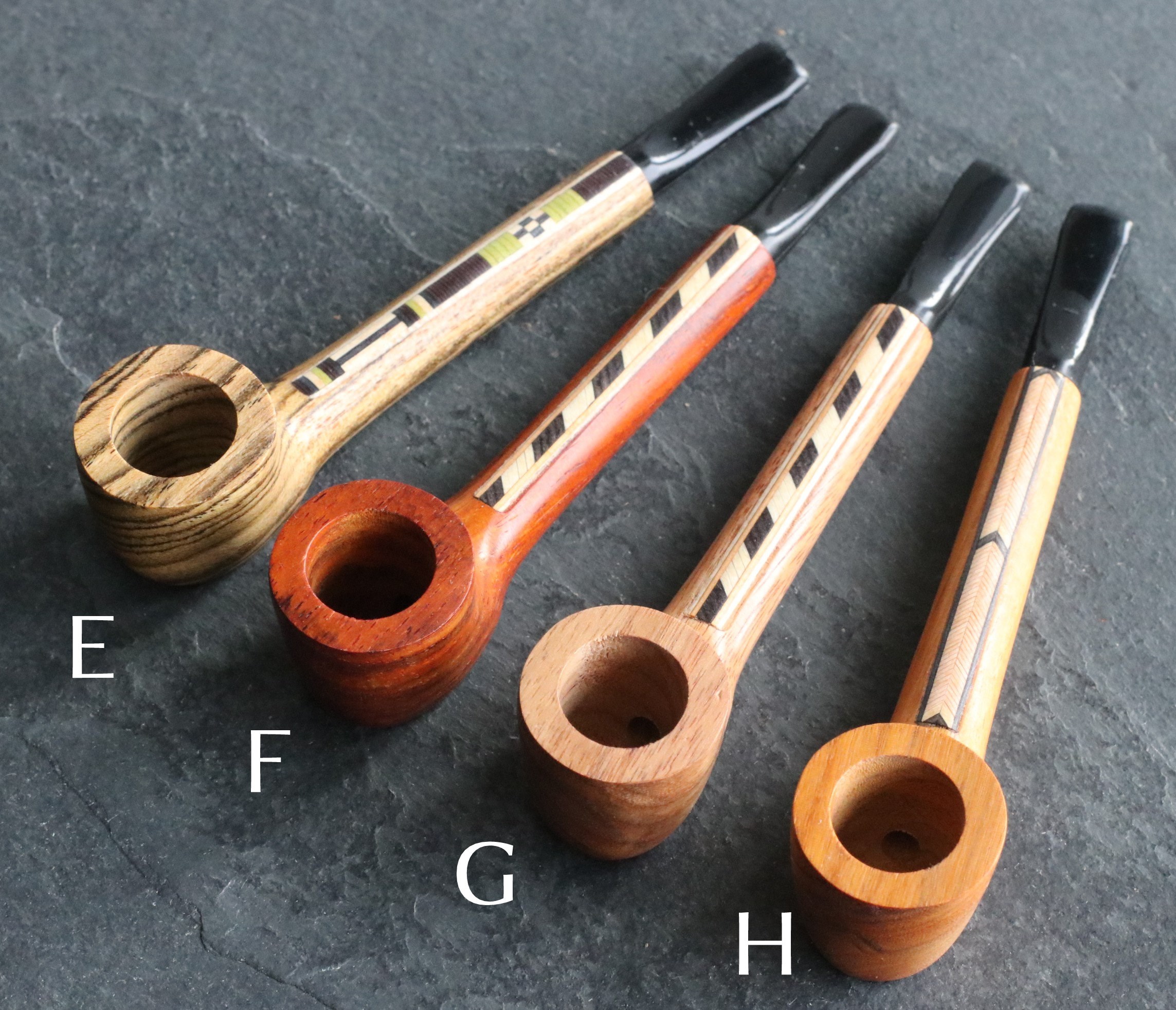 4.5" Wood Pipe- L55 THE WARRIOR- Exotic Wood with Inlayed Stem- Perfect Smoker's Gift