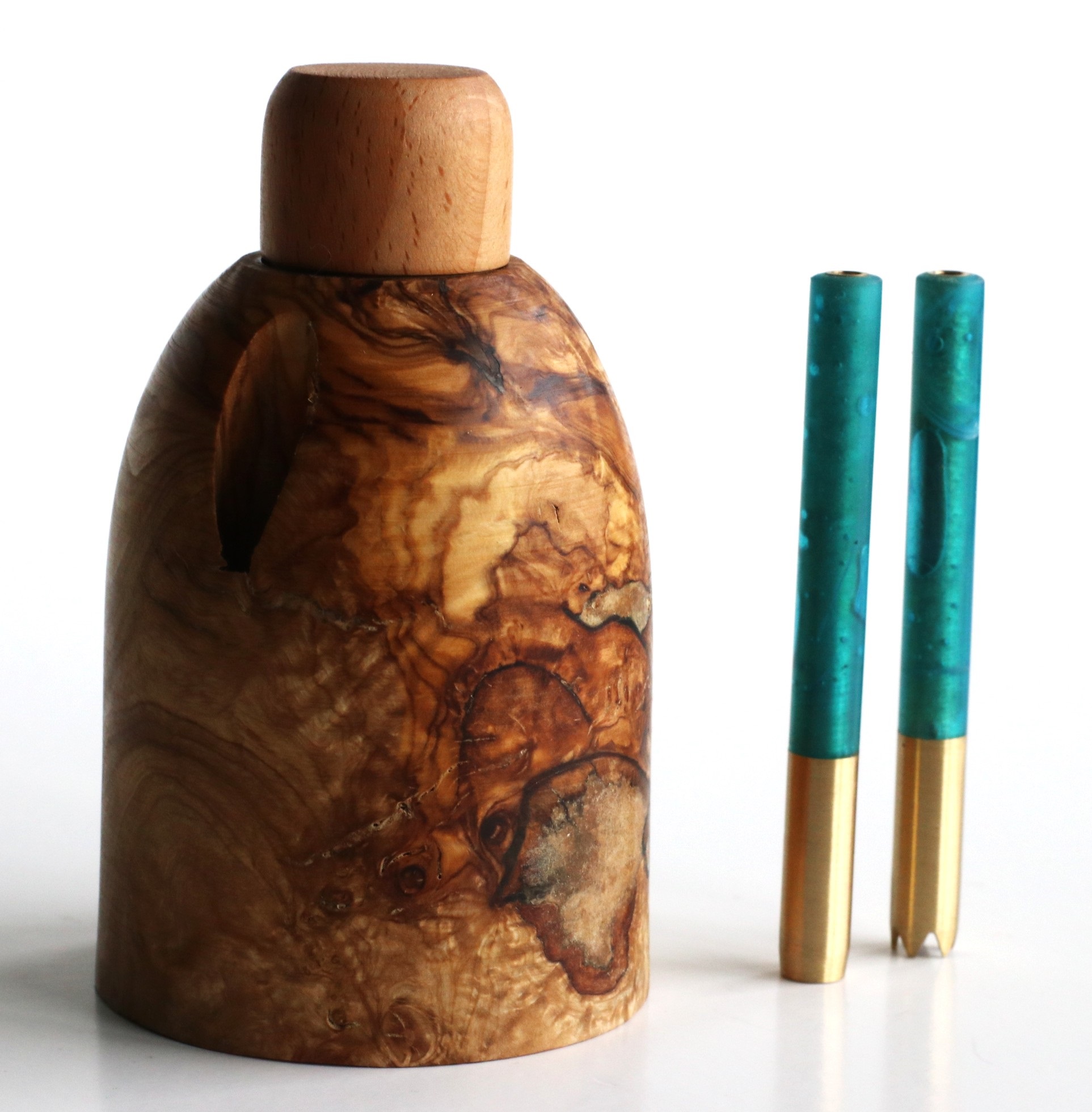 Olive Wood Tabletop Dugout- One Hitter Stash Box- Smoker's Gift