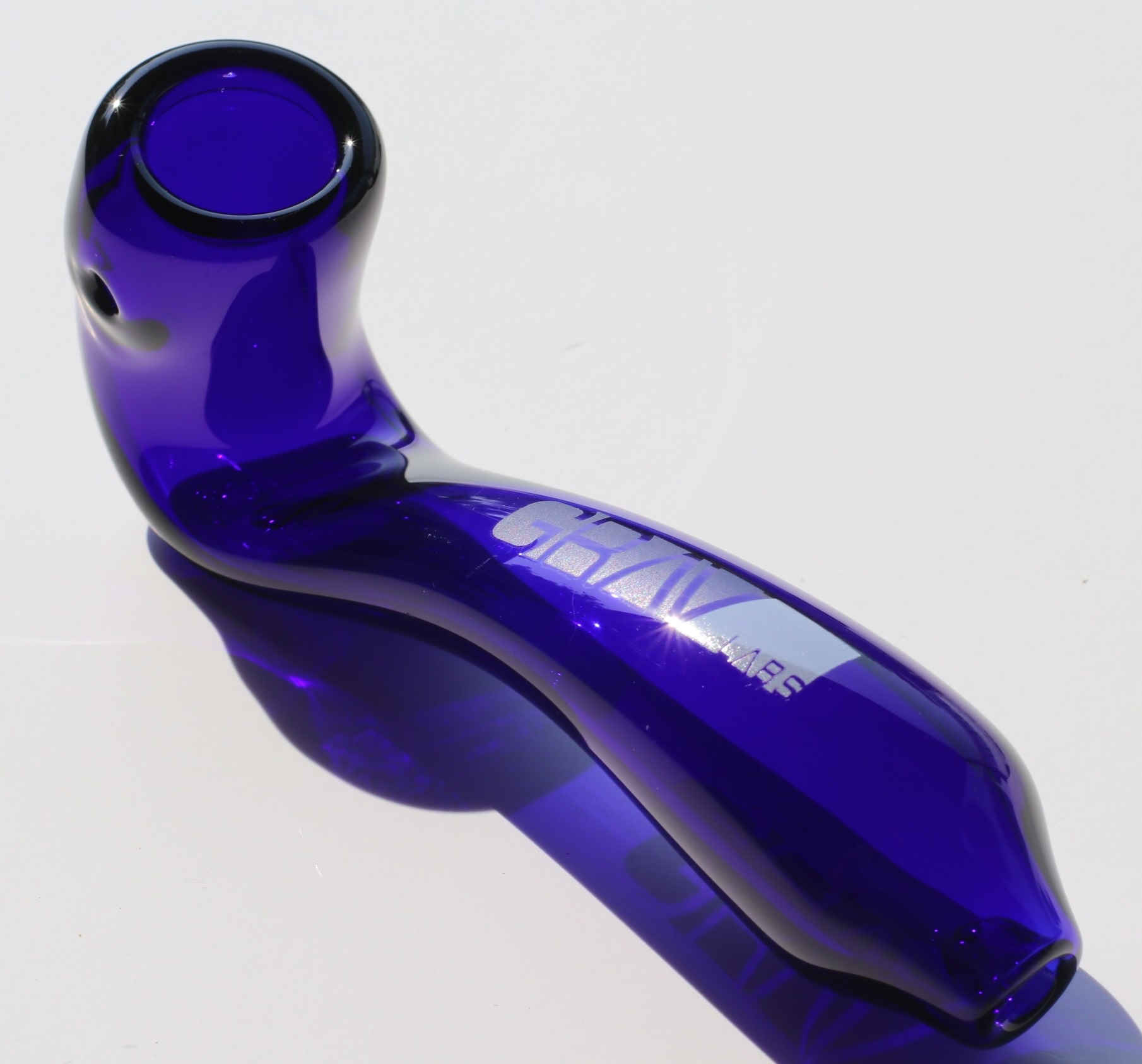 6" Grav Sherlock Glass Pipe-Cobalt Blue-Large Thick Glass Grav Smoking Pipe