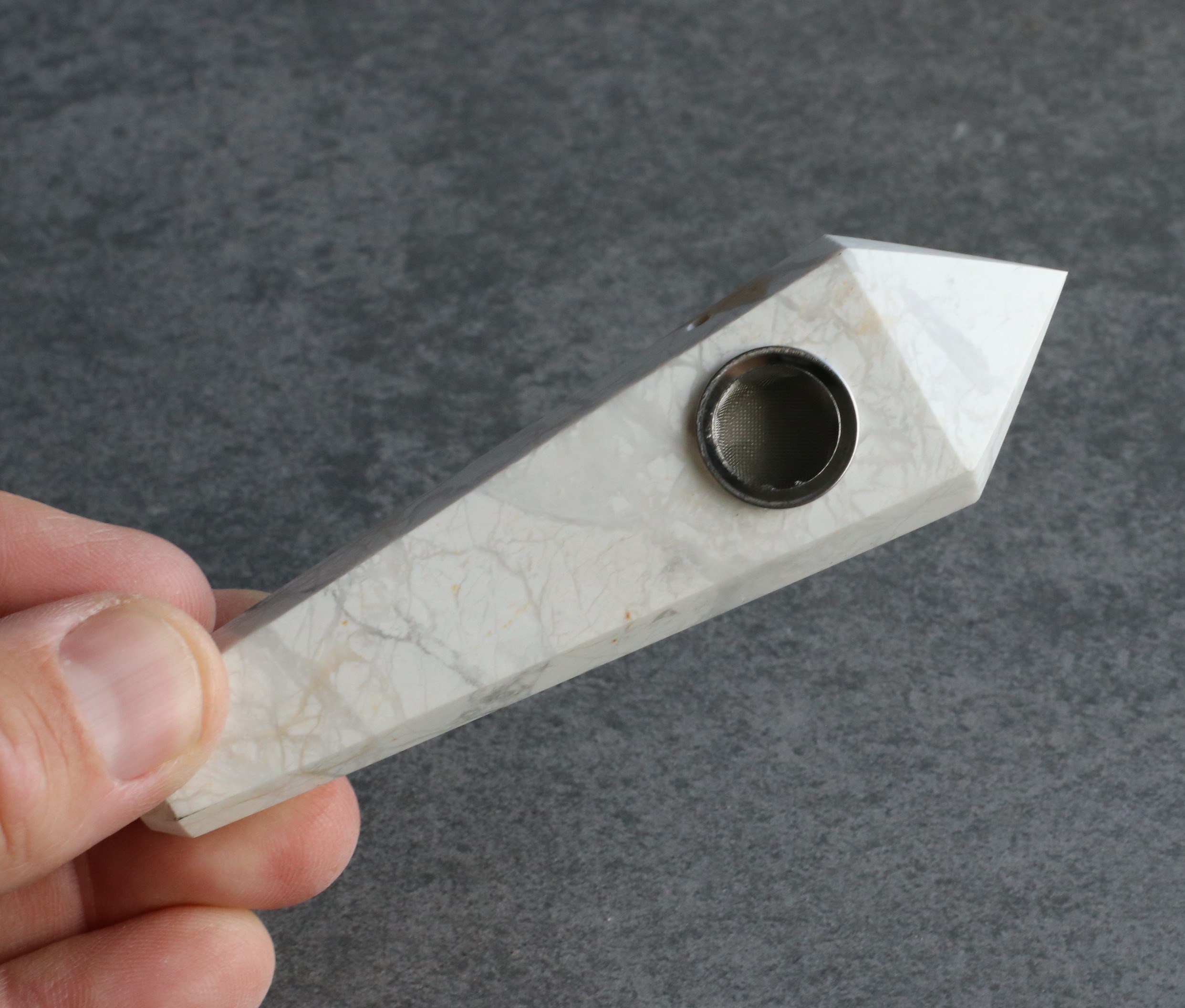 White Turquoise Stone Pipe Smoking Bowl-4