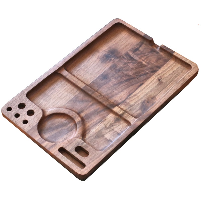 Handcrafted Walnut Wood Rolling Tray-MODEL 1- Large Stylish Tray for smoker's
