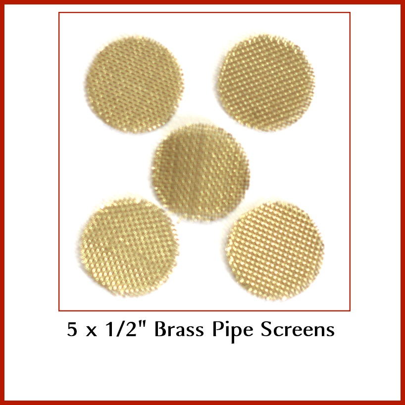 Brass Screens x 5- Brass Screens for One Hitter Pipes .50