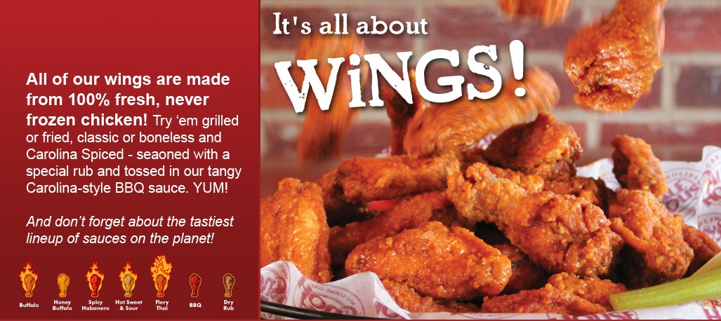 All of our wings are made from 100% fresh, never frozen chicken!