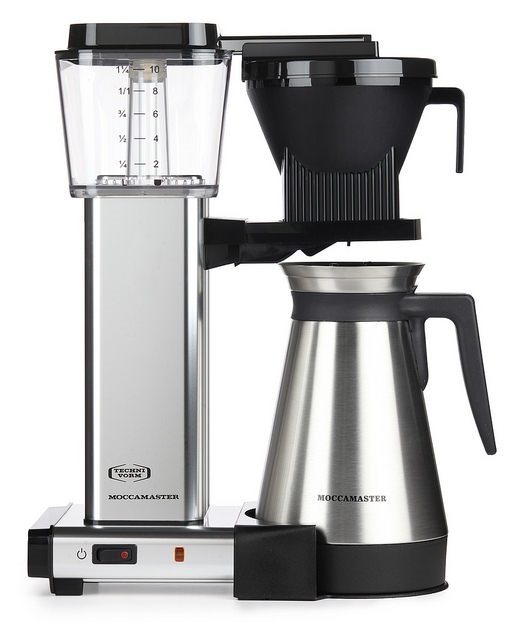 Carolina Coffee Technivorm Moccamaster KBGT Automatic Drip Stop Coffee Maker with Thermal Carafe - Polished Silver 